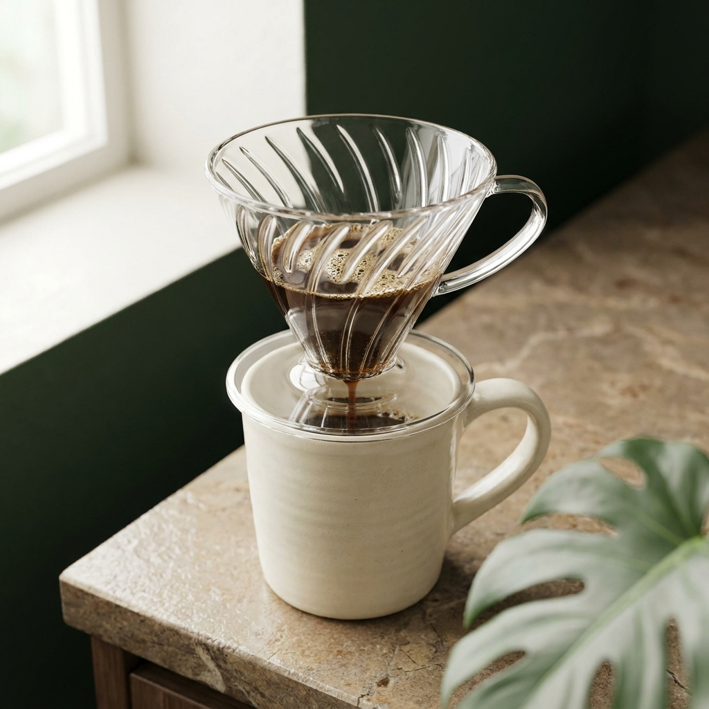 Glass pour-over dripper 3/4 angle brewing