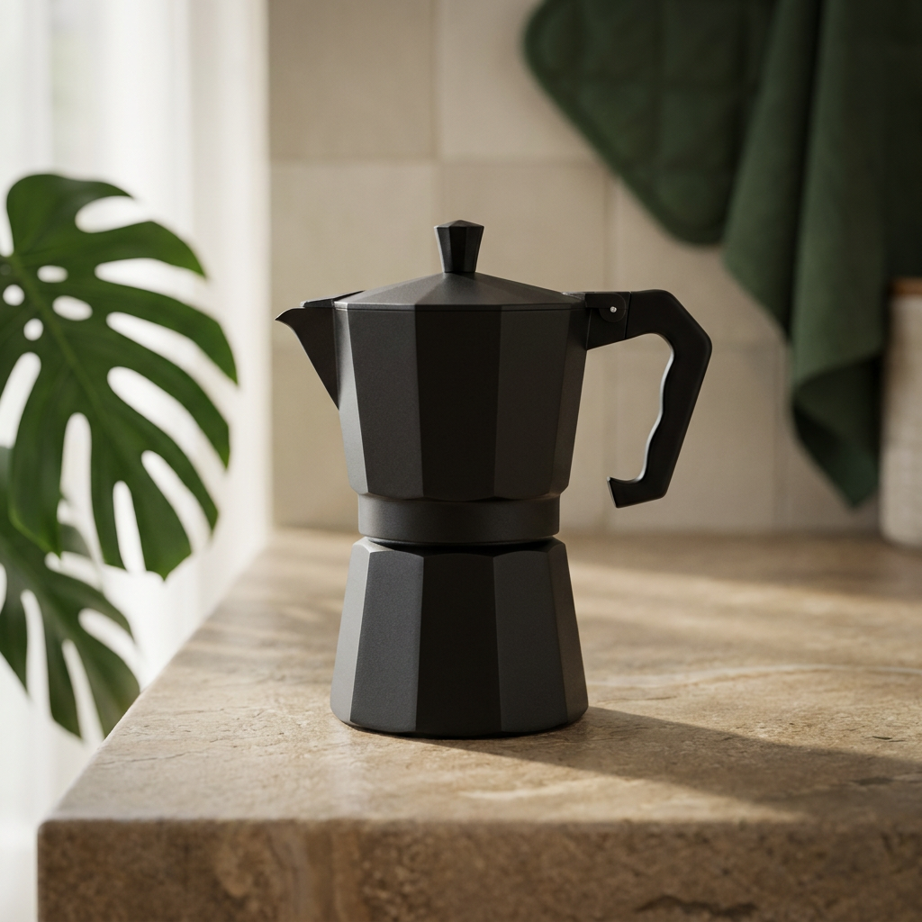 Rainforest Roast Stovetop Moka Pot in matte black
