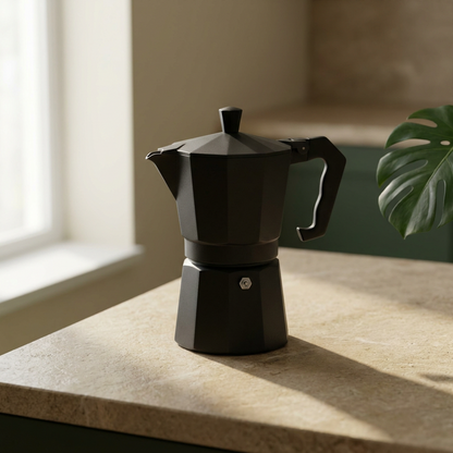 Moka pot 3/4 angle view